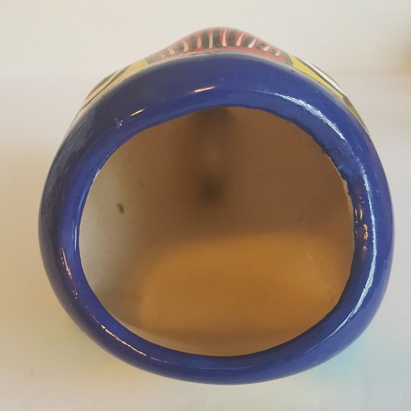 Vintage Mexican Folk Art Ceramic Big Mouth Fish Sponge Holder Hand painted Blue - Picture 15 of 16